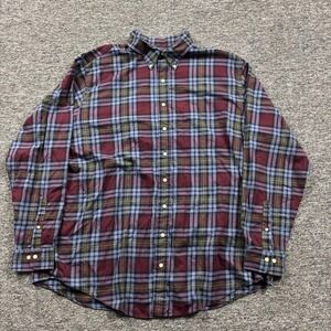 Brooks Brothers Preppy Plaid Button Down Shirt Burgundy Blue Mens 2XLT